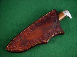 "Aspen" sheathed view. Sheath is deep, thick, and stout to fullly protect knife. "Aspen" sheathed view. Sheath is deep, thick, and stout to fullly protect knife.